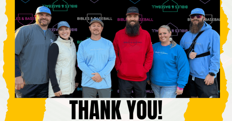 Bibles & Baseball leaders standing together, representing the heart and direction of the ministry.